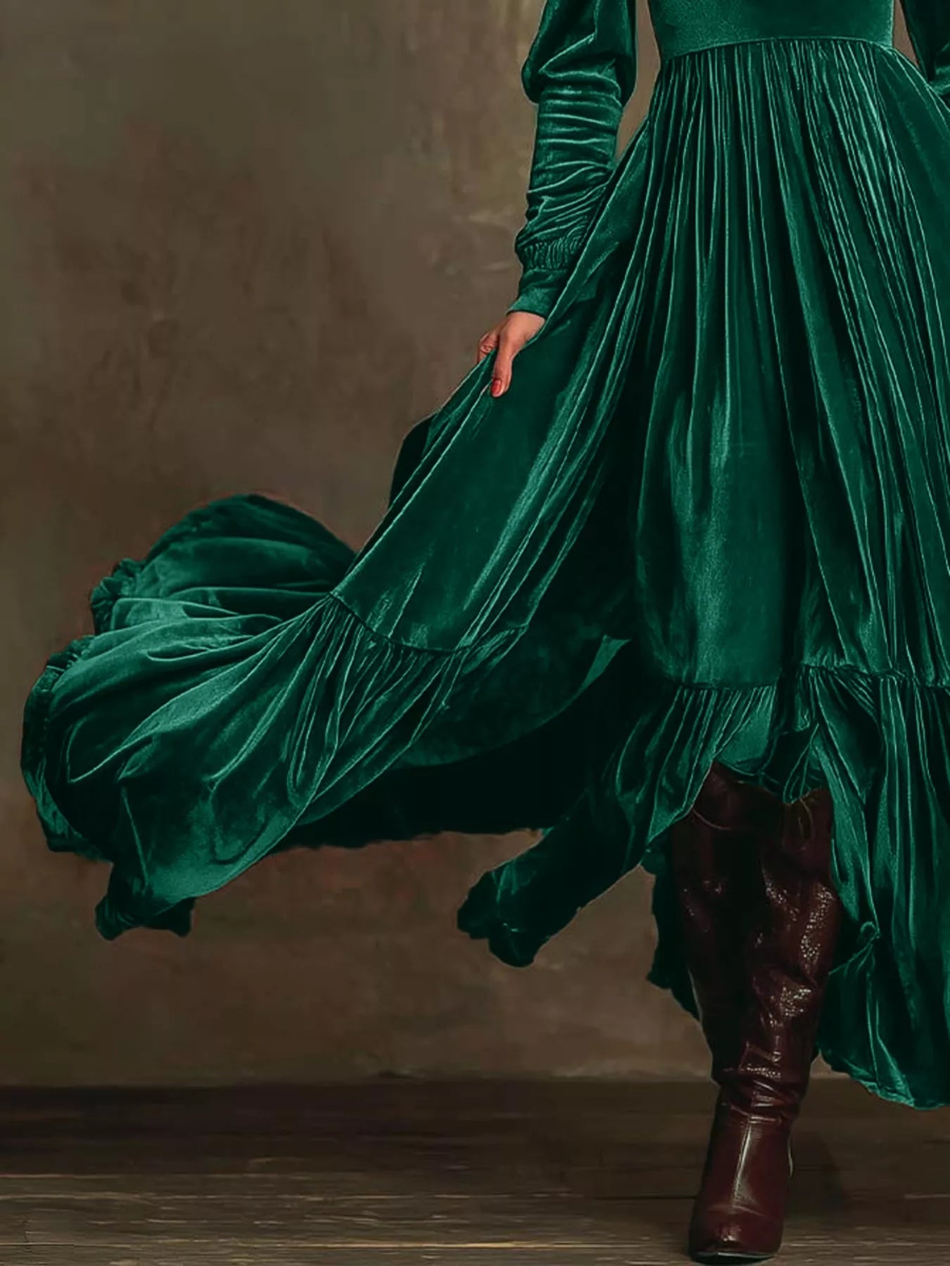 Velvet Deep V-Neck Maxi Dress OutfitFlow