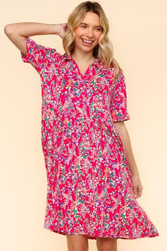 Haptics Johnny Collar Babydoll Dress with Side Pockets OutfitFlow