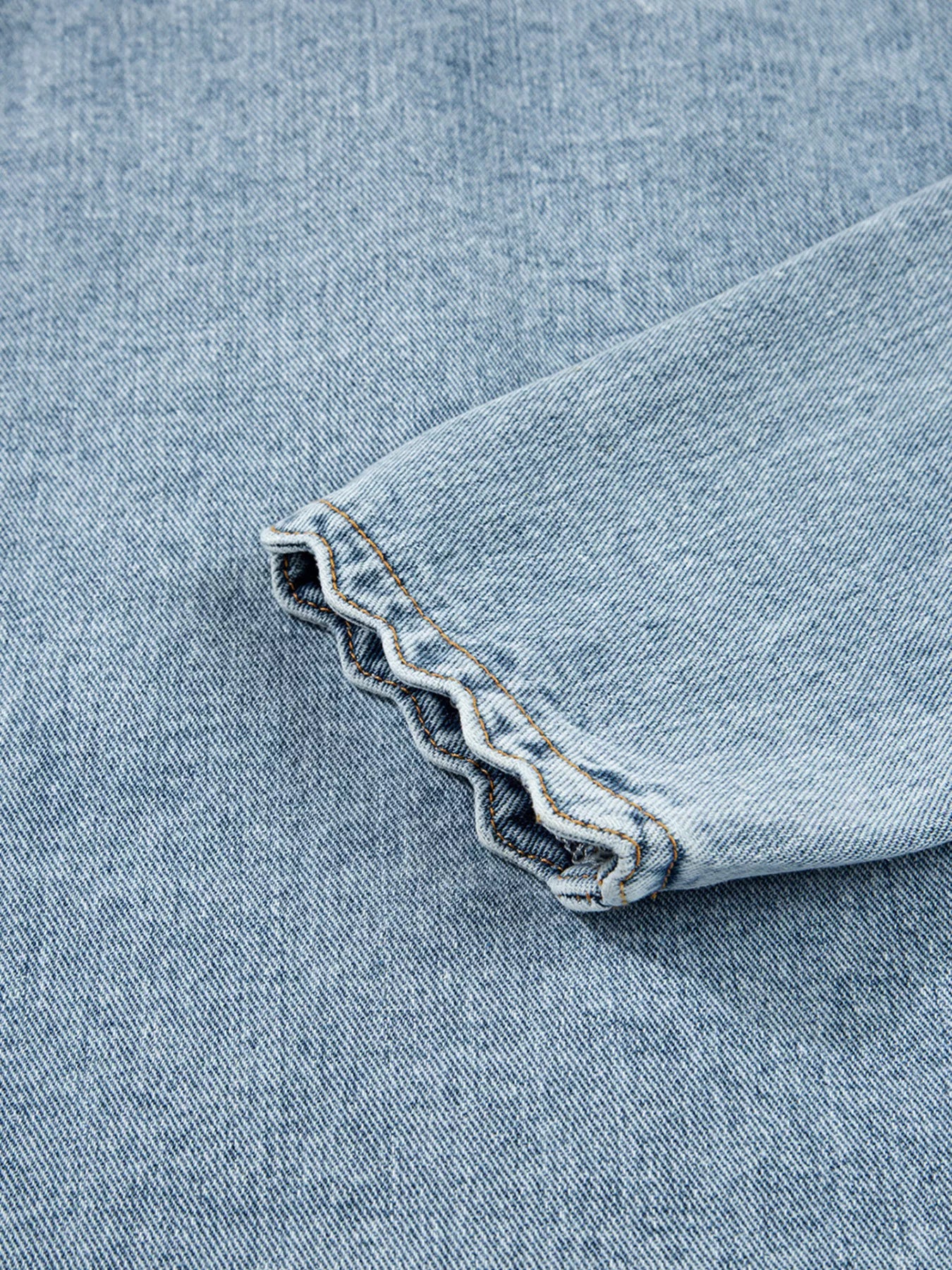 Scallop Trim Collar Patched Pocket Button Up Denim Jacket OutfitFlow