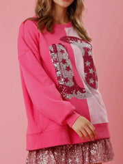 Sequin Boots Color Block Sweatshirt OutfitFlow