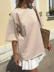 Round Neck Half Sleeve Oversized T-Shirt OutfitFlow