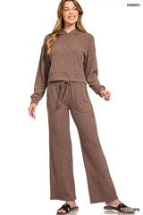 Zenana Ribbed Drawstring Lounge Pants OutfitFlow