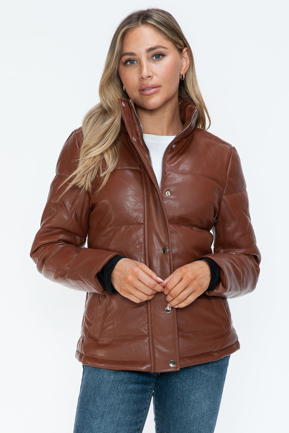 Outfit Flow - YMI Pocketed Zip Up Turtleneck Puffer Jacket