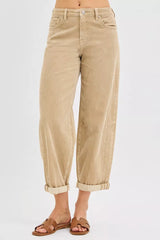 RISEN High Rise Crop Barrel Cordurory Pants OutfitFlow