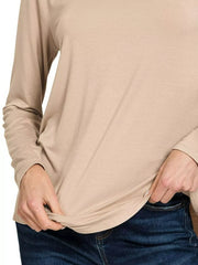 Zenana Flowy Round Hem Rayon Long Sleeve Top Trendsi