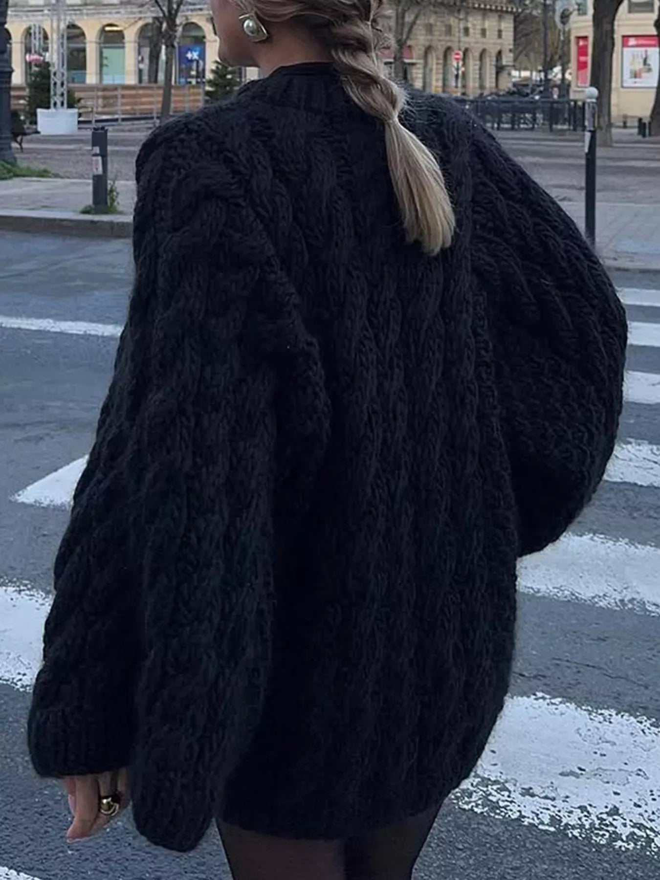 Cable Knit Round Neck Sweater OutfitFlow