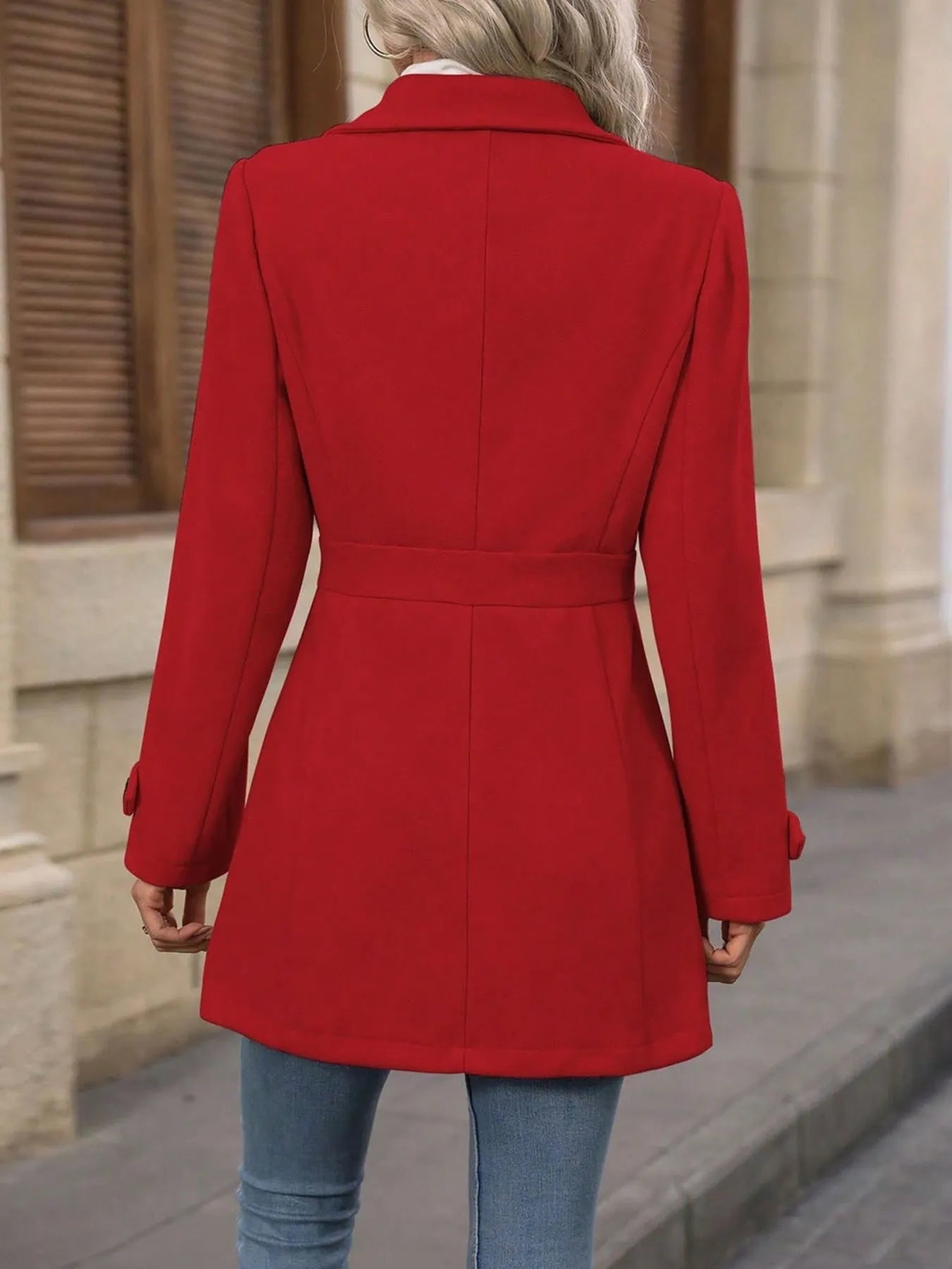 Button Up Long Sleeve Coat Trendsi