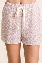 BiBi Leopard Terry Shorts With Drawstring BLUSH OutfitFlow