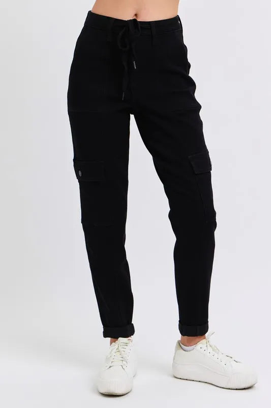 Judy Blue Full Size High Waist Cargo Cuffed Jogger Plus Size BK OutfitFlow