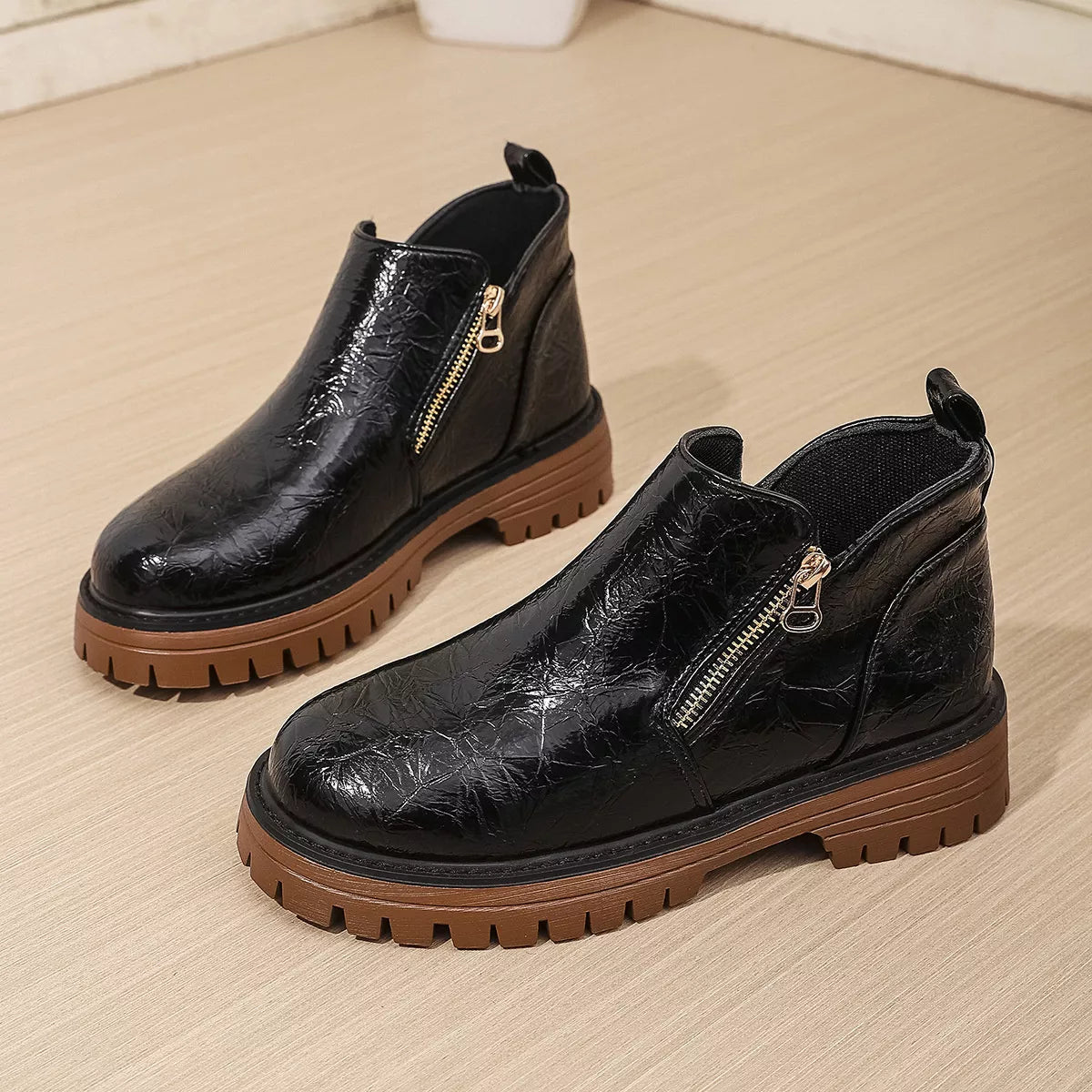Round Toe Block Heels Boots OutfitFlow