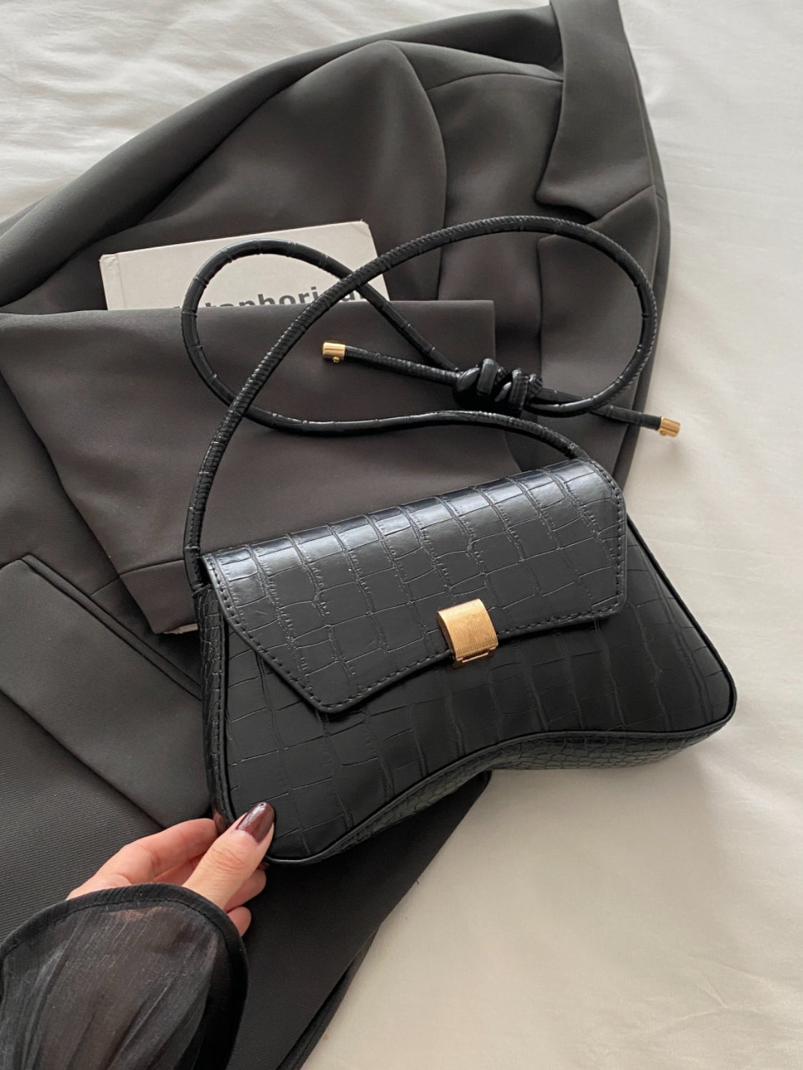 Outfit Flow - PU Leather Texture Crossbody Bag