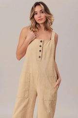 BiBi Washed Denim Buttoned Overall Jumpsuit OutfitFlow