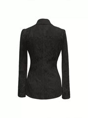 Lace Button Up Fitted Blazer OutfitFlow