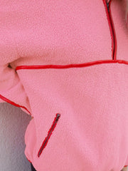 Sherpa Contrast Faux Leather Trim Half Zip Sweatshirt OutfitFlow