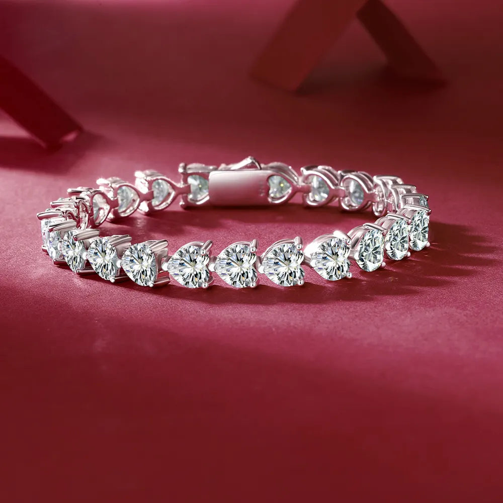 24 Carat Moissanite 925 Sterling Silver Heart Bracelet Silver One Size OutfitFlow
