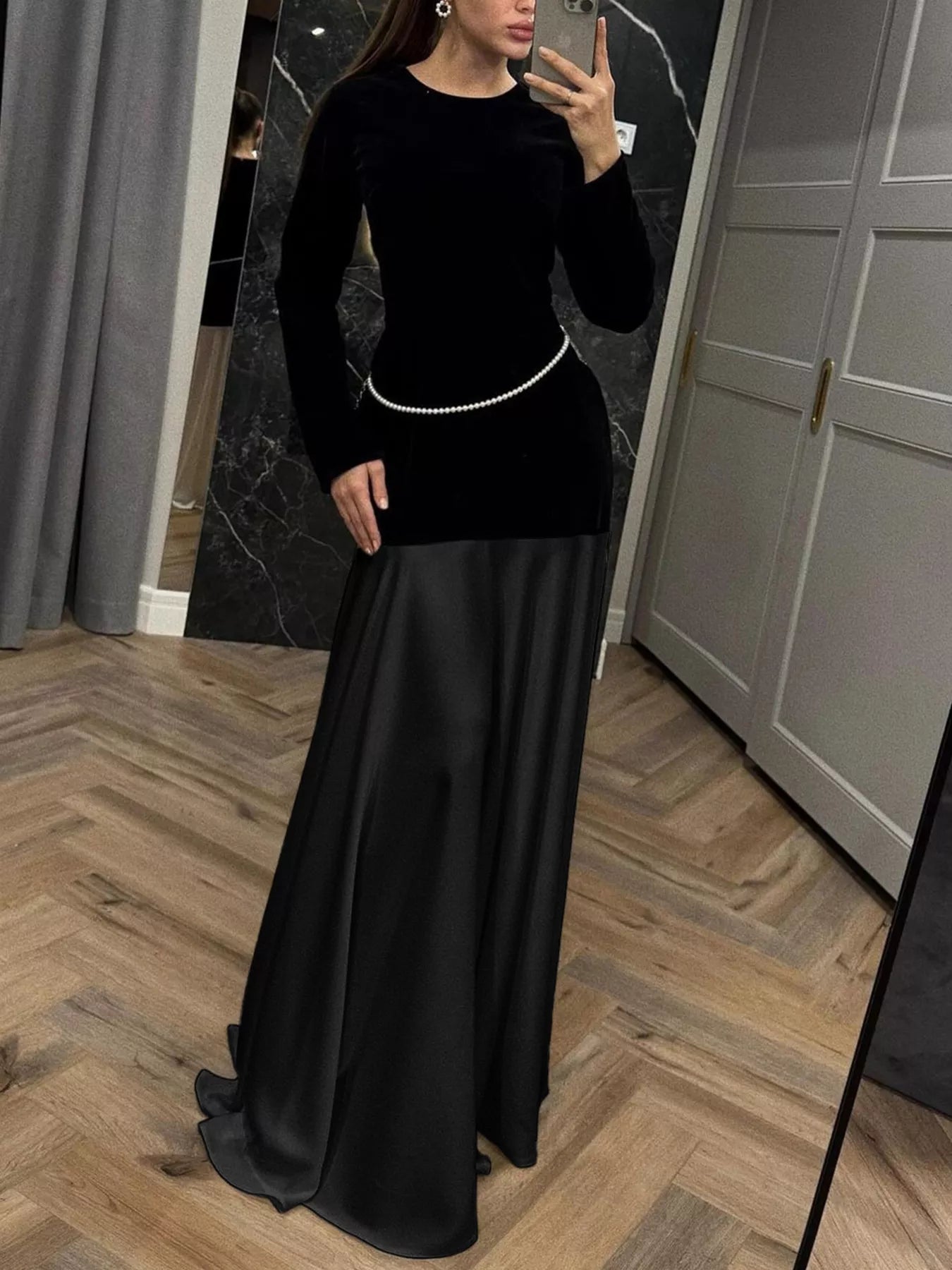 Round Neck Long Sleeve Maxi Dress OutfitFlow