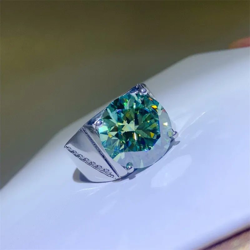 10 Carat Moissanite 925 Sterling Silver Signet Ring OutfitFlow