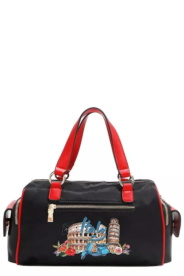 Nicole Lee USA Martha Travels Italy Wide Handbag with Rhinestones Trendsi