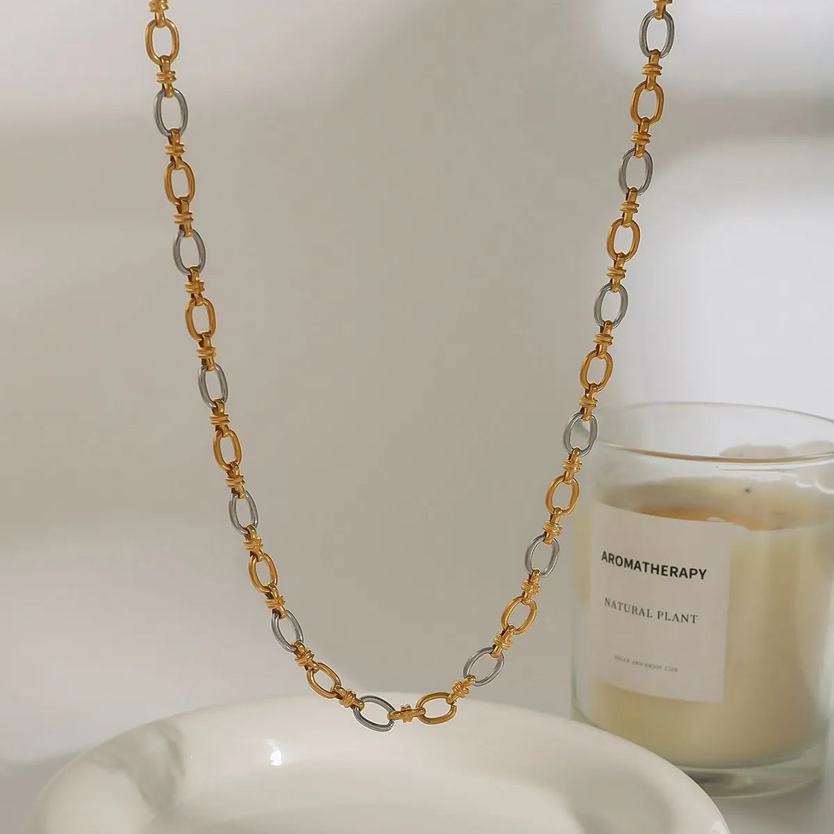Two-Tone Chain Link Jewelry Set OutfitFlow