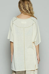 POL Contrast Stitching Half Sleeve Oversized T-Shirt OutfitFlow
