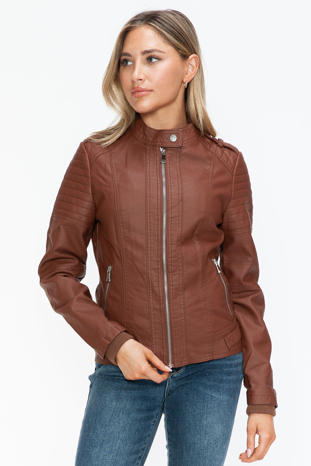 Outfit Flow - Snobbish PU Leather Biker Jacket with Side Zip Pockets