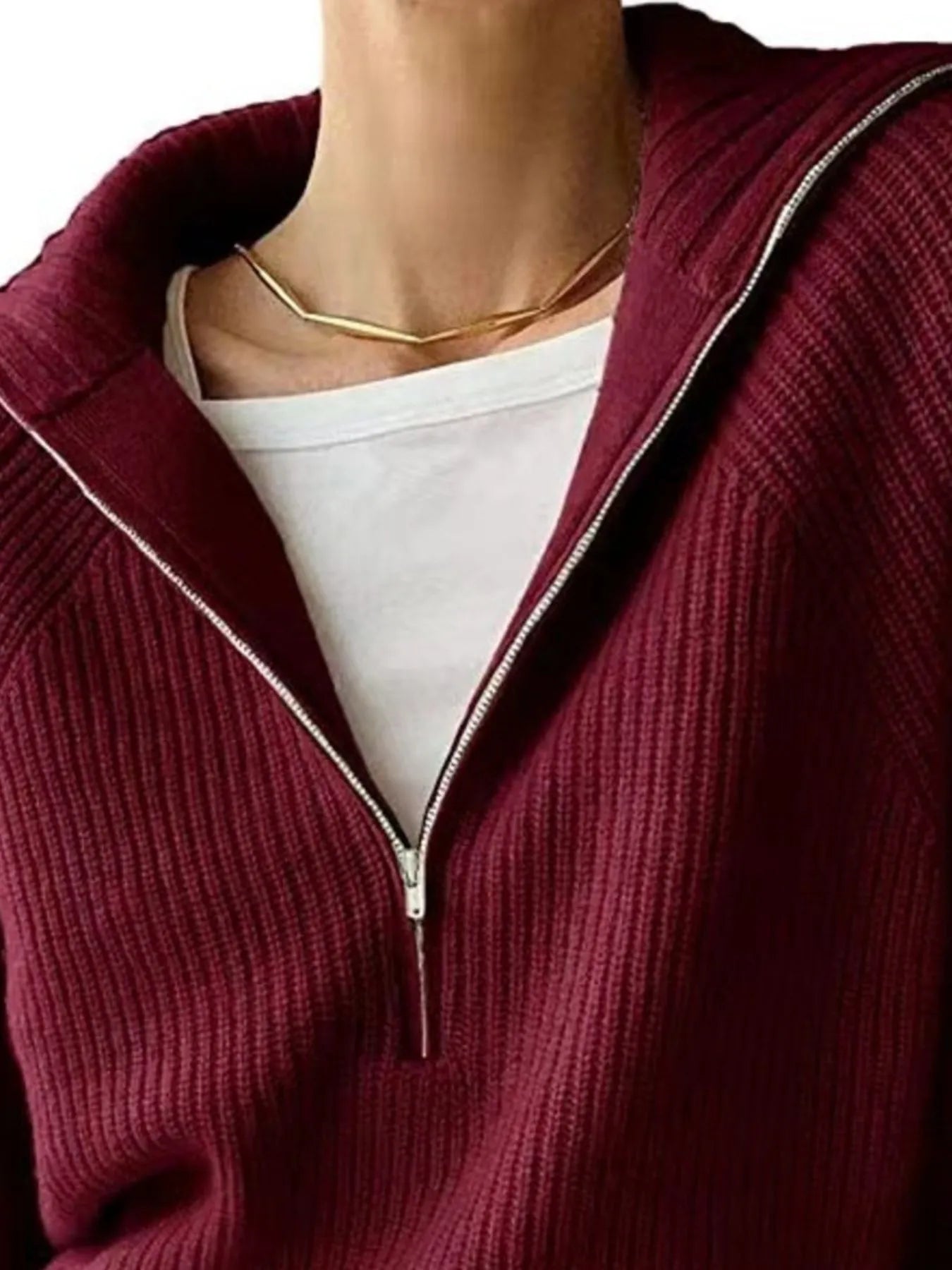 Half-Zip Long Sleeve Sweater OutfitFlow