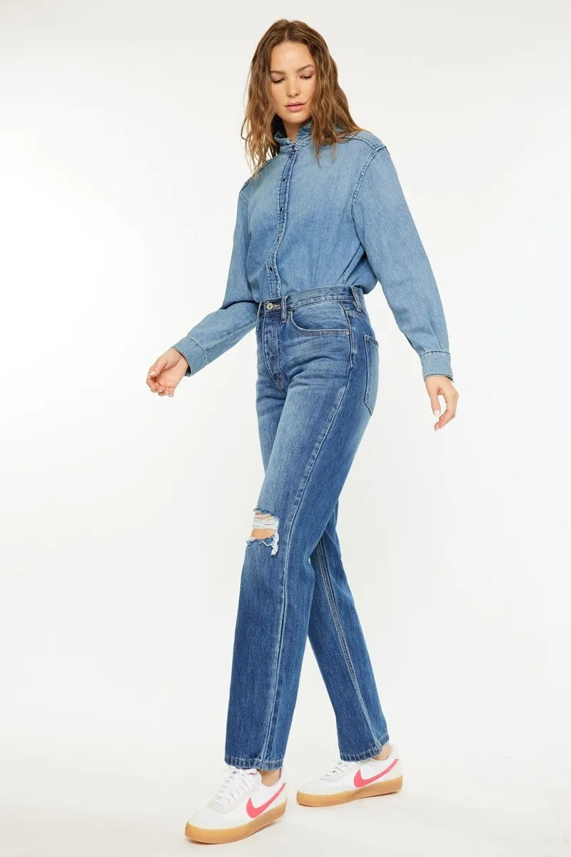 Kancan Ultra High Rise 90's Boyfriend Jeans OutfitFlow