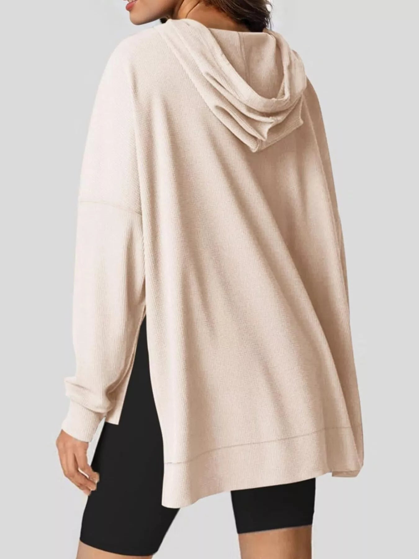 High-Low Hoodie with Kangaroo Pocket OutfitFlow