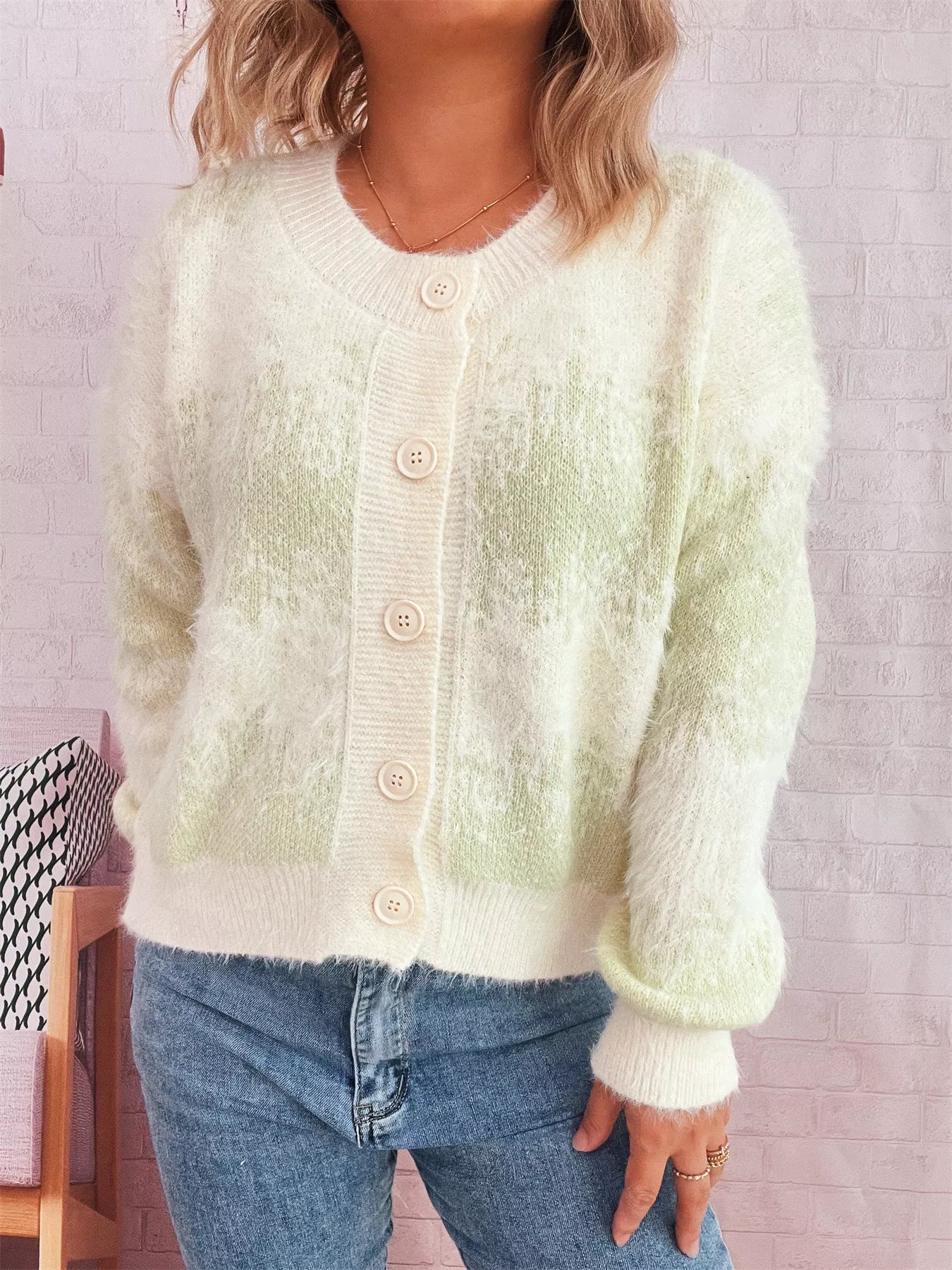 Ribbed Hem Button Up Cardigan OutfitFlow