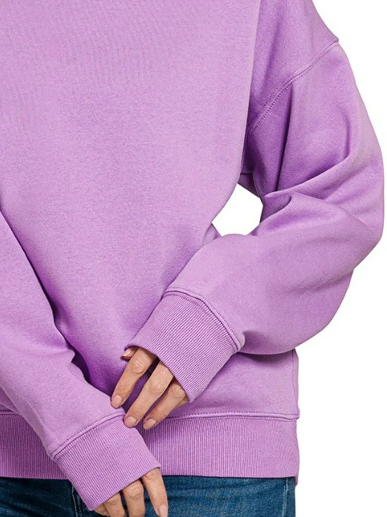 Zenana Fleece Crewneck Long Sleeve Sweatshirt OutfitFlow