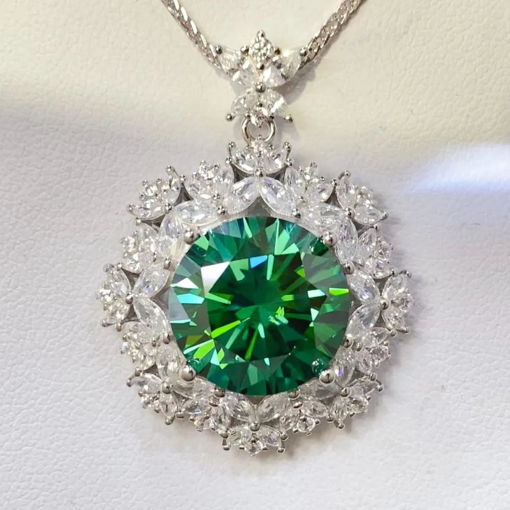 10 Carat Moissanite 925 Sterling Silver Pendant Necklace Silver One Size OutfitFlow