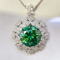 10 Carat Moissanite 925 Sterling Silver Pendant Necklace Silver One Size OutfitFlow