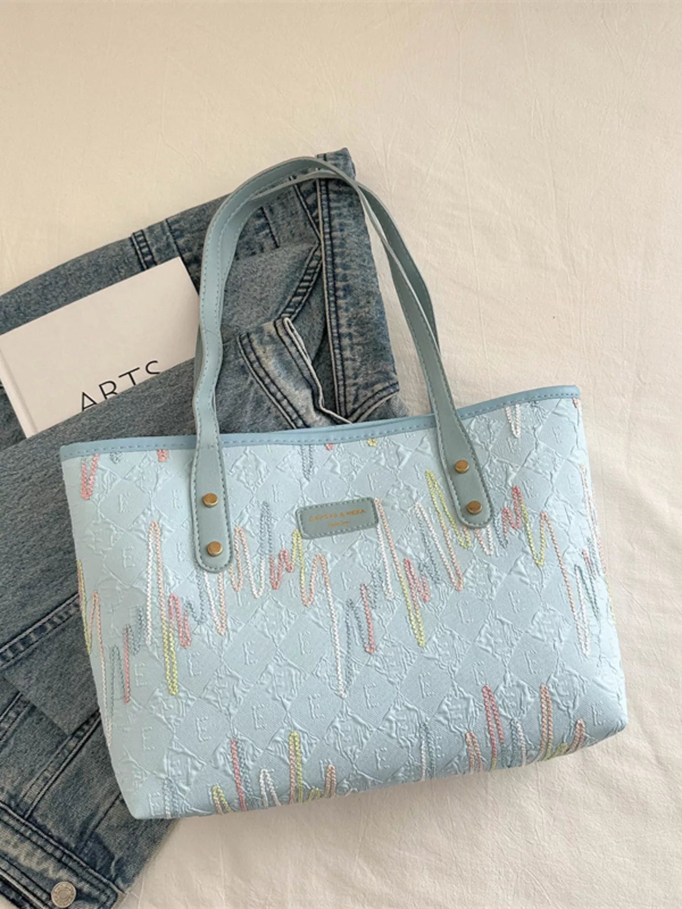 Embossed Pattern Shoulder Bag OutfitFlow