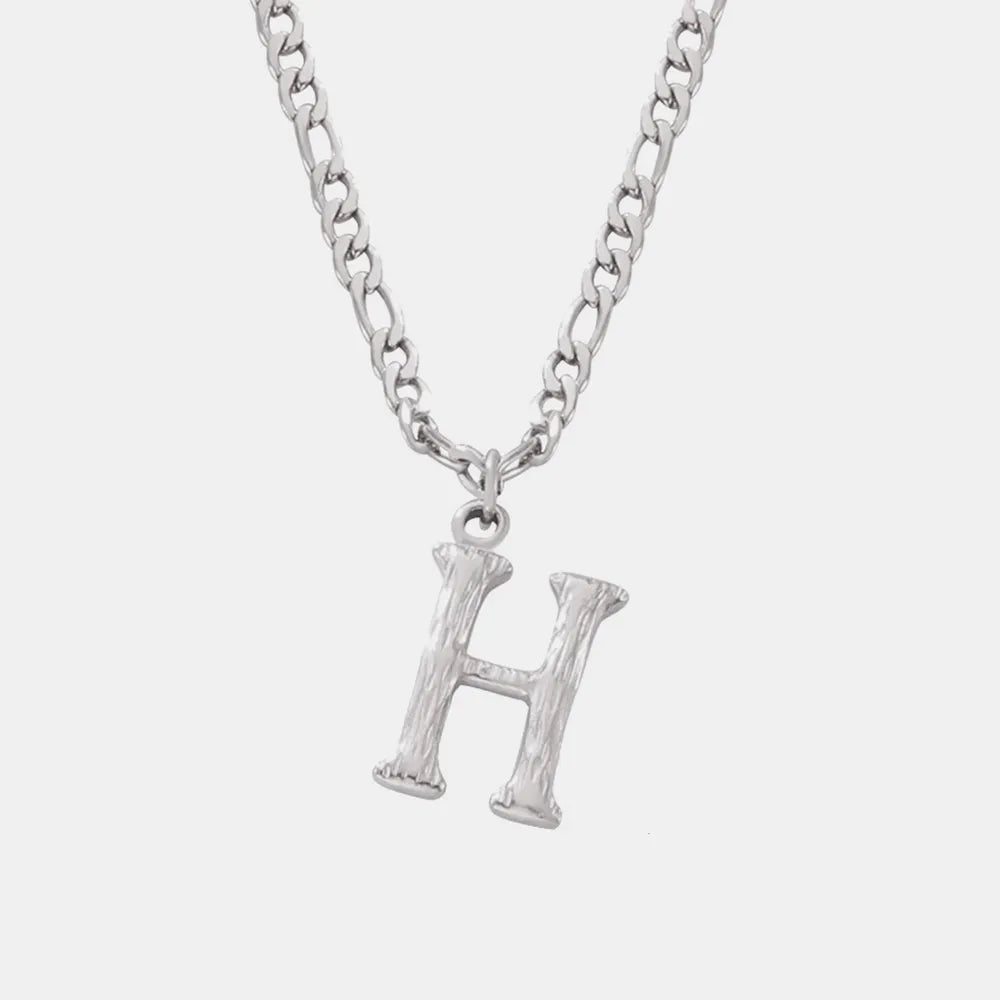 Titanium Steel Letter Pendant Necklace Style H One Size OutfitFlow