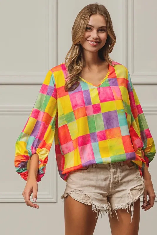 BiBi Multi Block Bubble Pop Ballon Top OutfitFlow