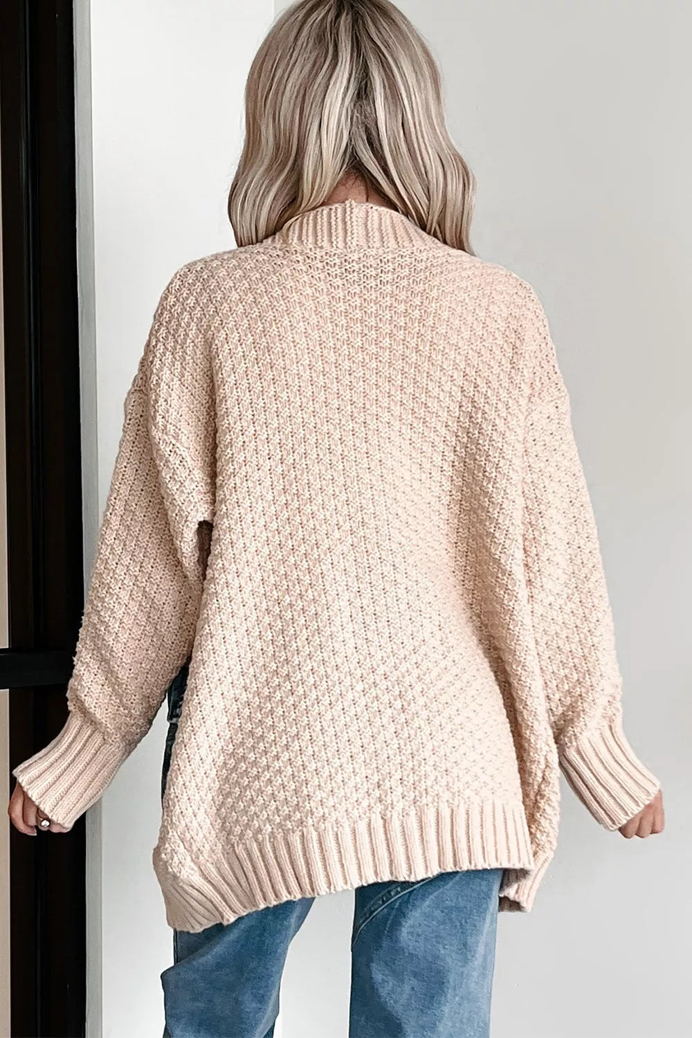 Textured Knit Open-Front Cardigan OutfitFlow