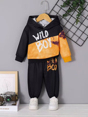 Children's Wild Boy Hoodie and Pants Set Black Trendsi