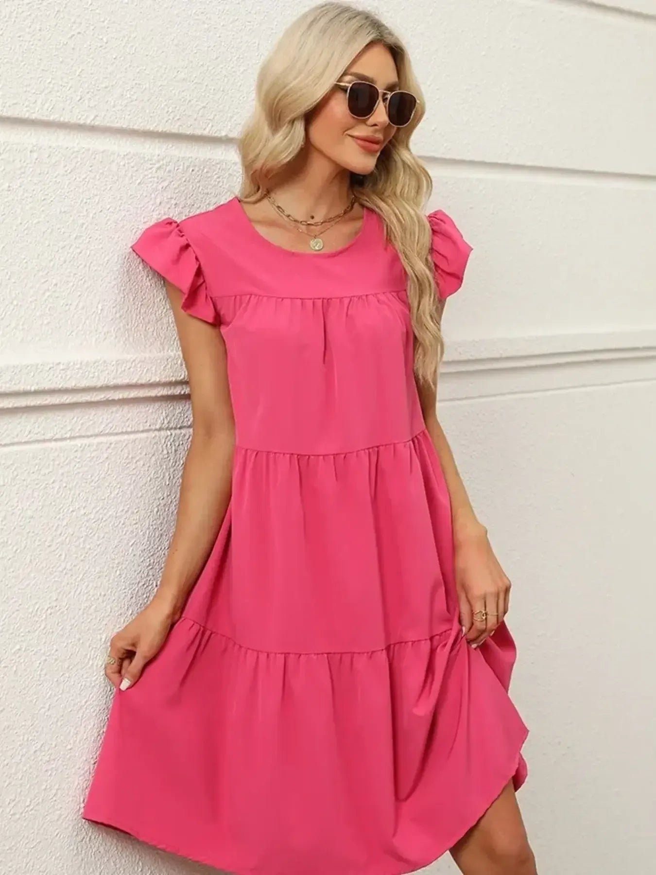 Tiered Ruffle Sleeve Mini Dress OutfitFlow