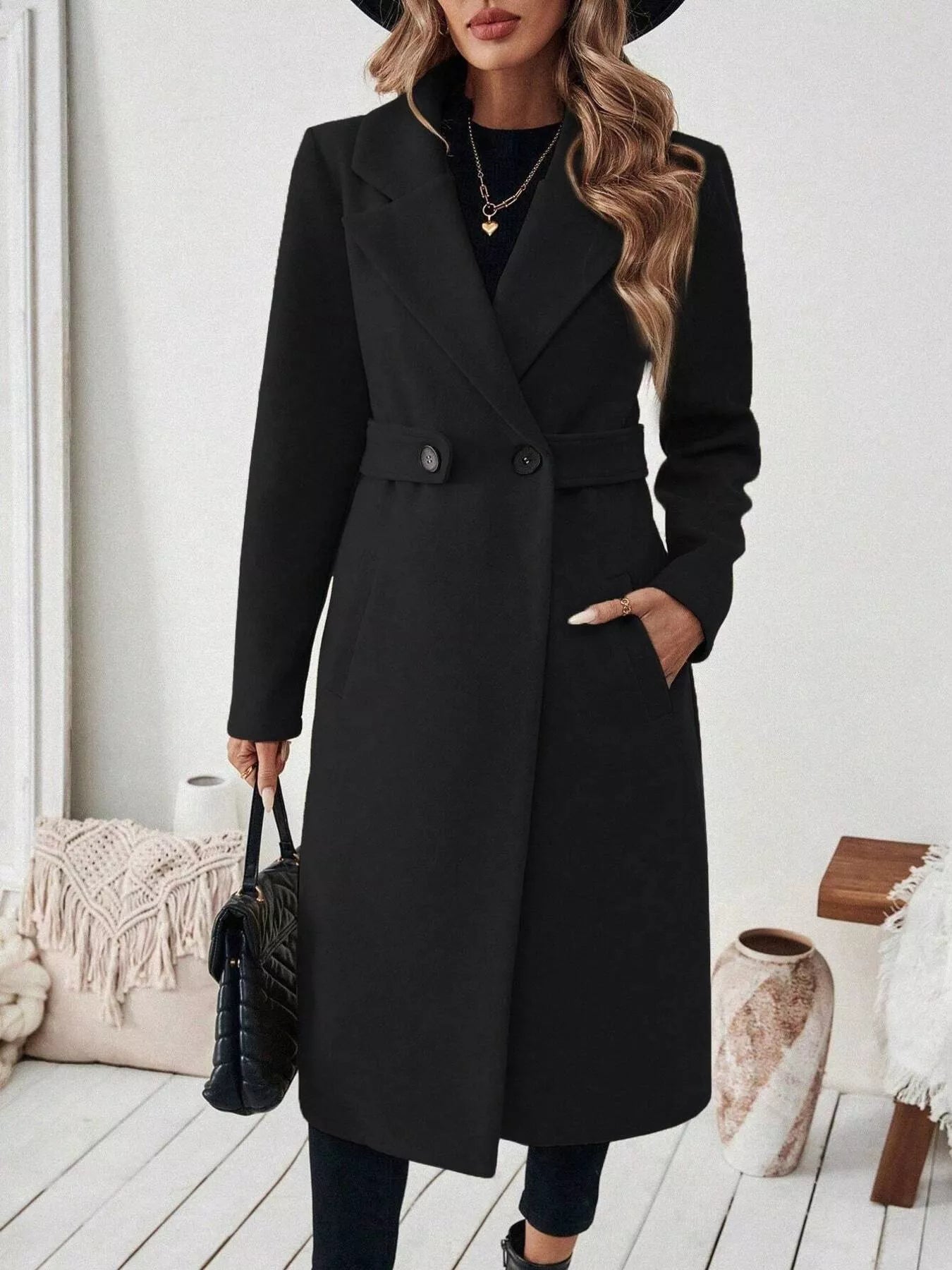 One Button Wool Blend Overcoat OutfitFlow