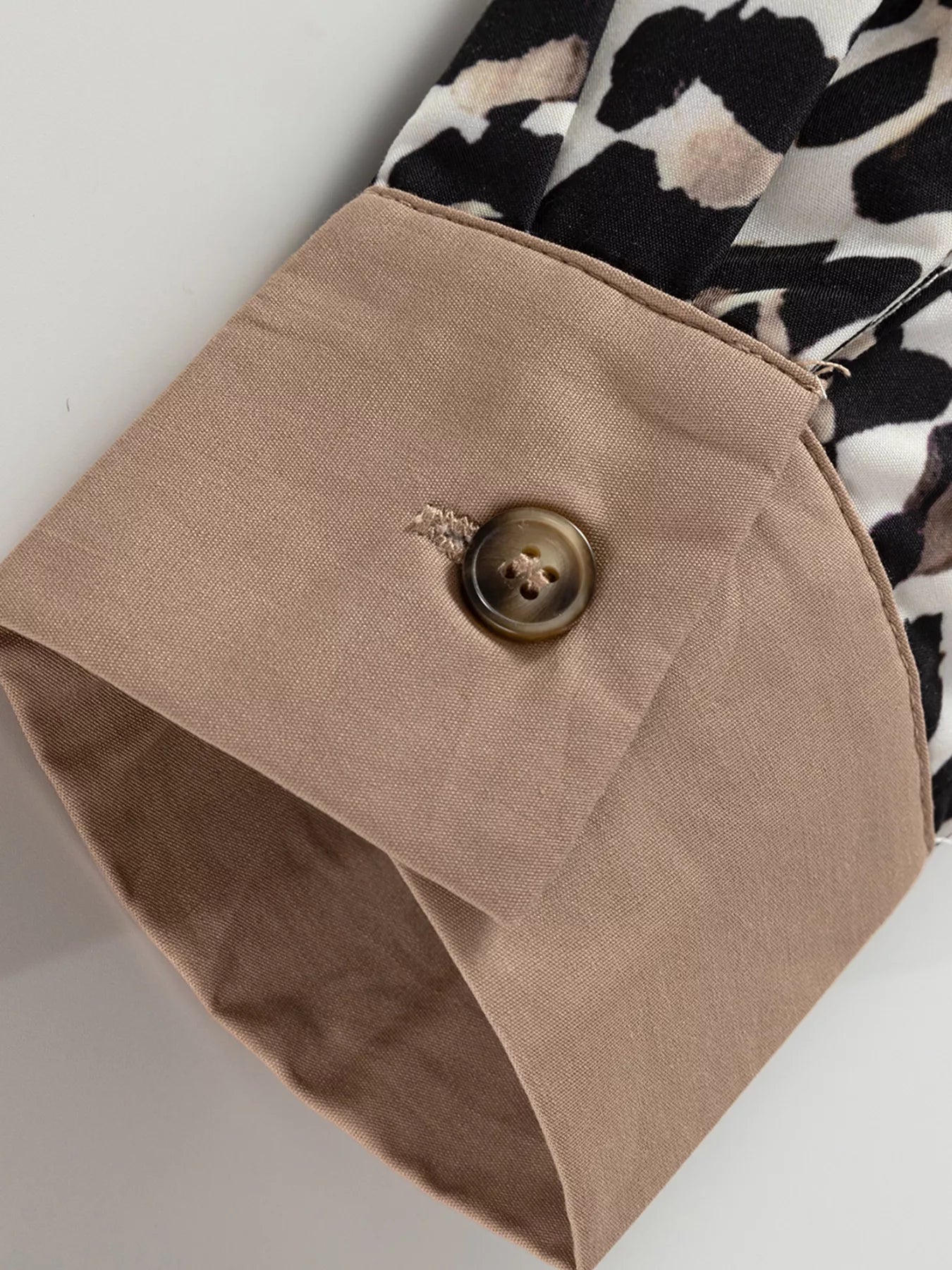 Striped Collar Leopard Print Long Sleeve Flared Dress OutfitFlow