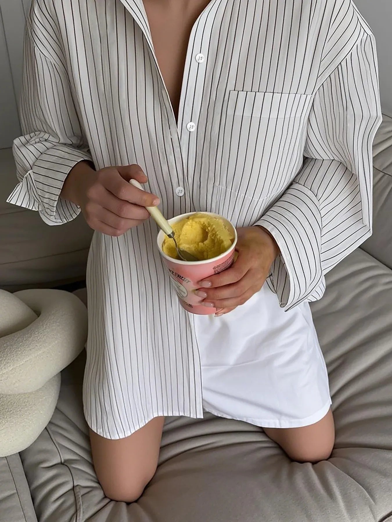Oversized Striped Button-Down Shirt OutfitFlow