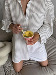 Oversized Striped Button-Down Shirt OutfitFlow