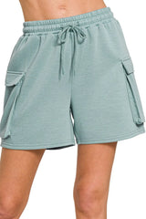 Zenana Scuba Thigh Pocket Shorts OutfitFlow