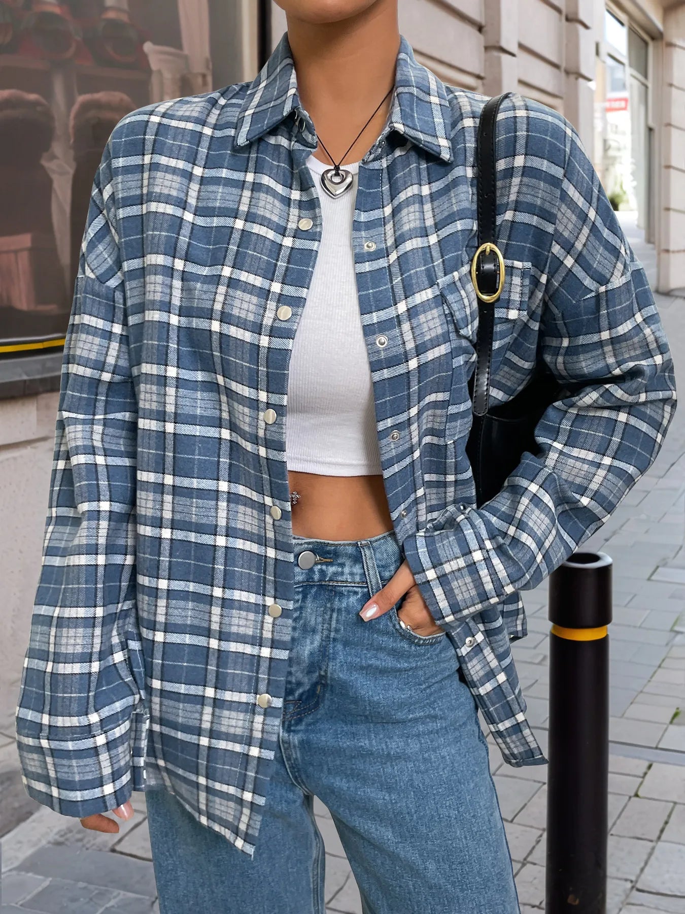 Plaid Button Up Long Sleeve Shirt OutfitFlow