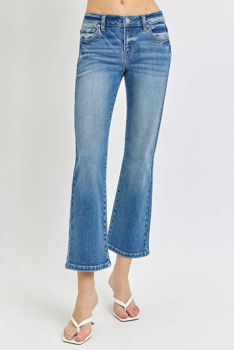RISEN Full Size Low Rise Crop Flare Jeans Plus Size MEDIUM OutfitFlow