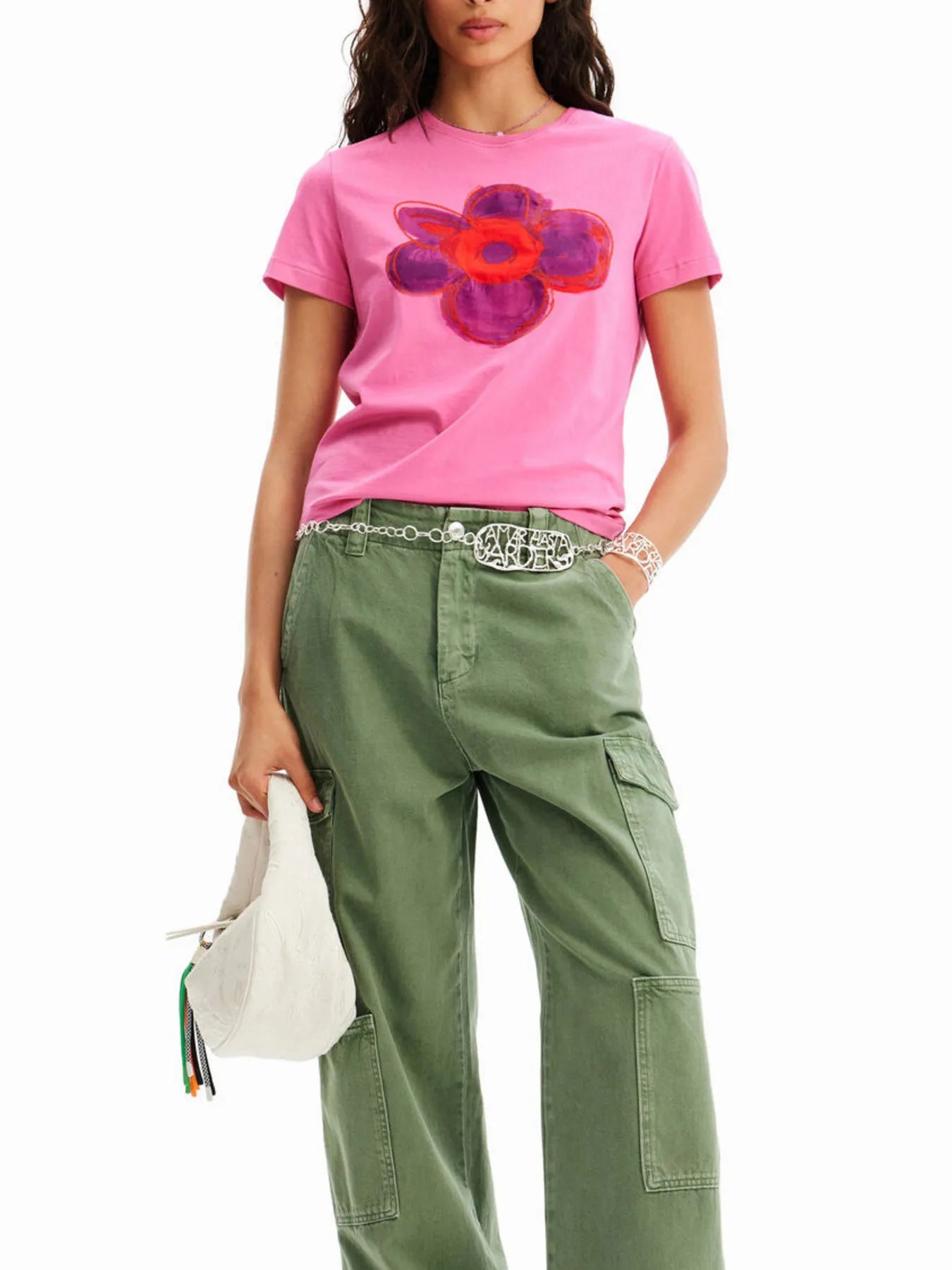Flower Graphic Round Neck T-Shirt OutfitFlow