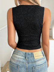 Lace V-Neck Cami Top with Scalloped Hem OutfitFlow