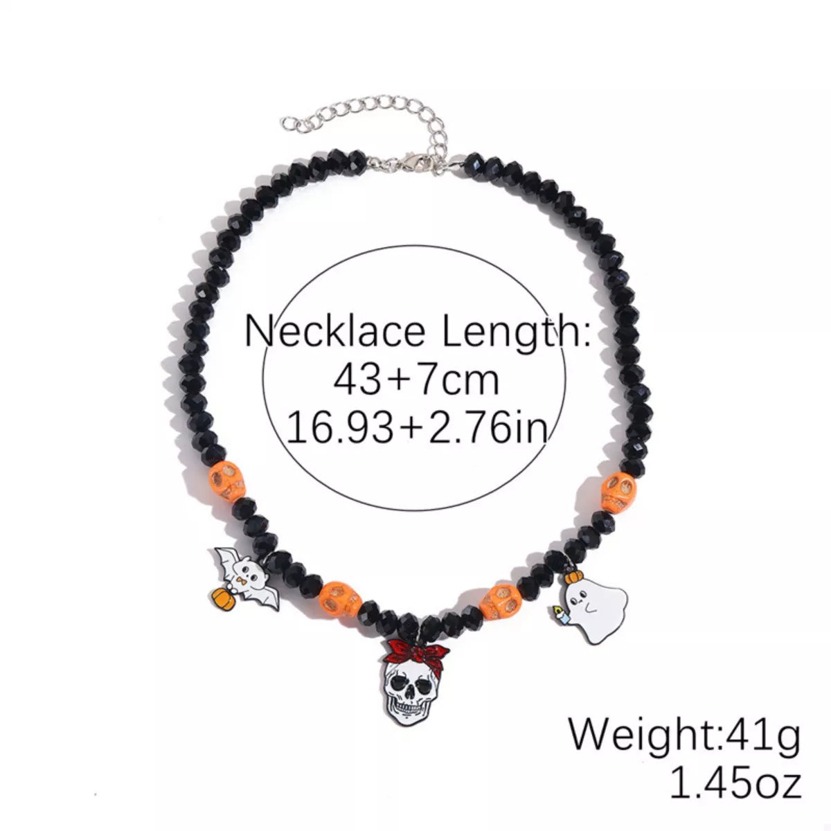 Halloween Skull Ghost Charm Necklace OutfitFlow