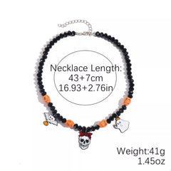 Halloween Skull Ghost Charm Necklace OutfitFlow