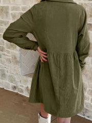 Casual Corduroy Button Detail Mini Dress Trendsi